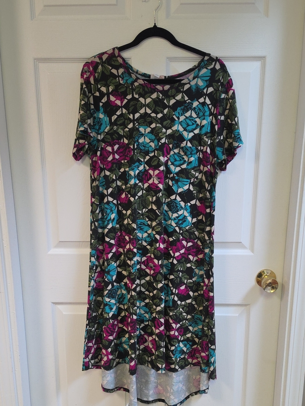 LuLaRoe Floral High-Low Dress in Teal & Magenta